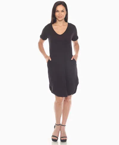 White Mark Women's V-neck Knee-length Dress In Blue