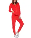 White Mark 2 Piece Velour Tracksuit Set In Bright Red