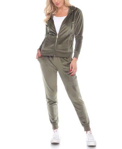 White Mark 2 Piece Velour Tracksuit Set In Green