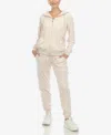 White Mark Women's Velour Tracksuit Loungewear 2pc Set In Pearl