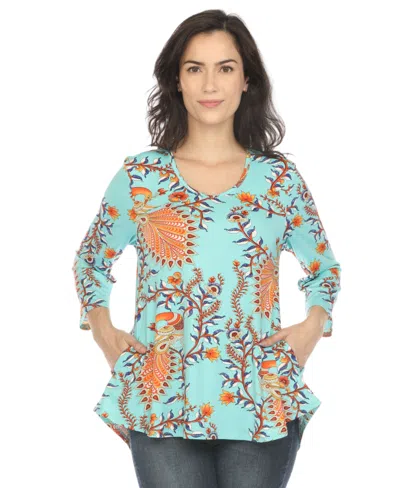 White Mark Women's Vibrant Boho Swing Top In Mint