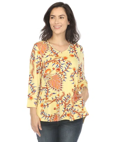 White Mark Women's Vibrant Boho Swing Top In Yellow