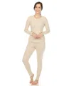 White Mark Women's Waffle Pajama Set In Beige