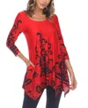 White Mark Plus Size Yanette Tunic Top In Red