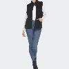 White Mark Women's Zip Up Sherpa Vest In Black