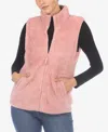 White Mark Women's Zip Up Sherpa Vest In Pink