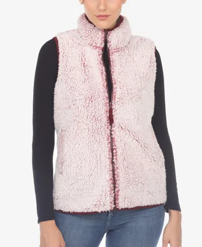 White Mark Women's Zip Up Sherpa Vest In Sheep Violet