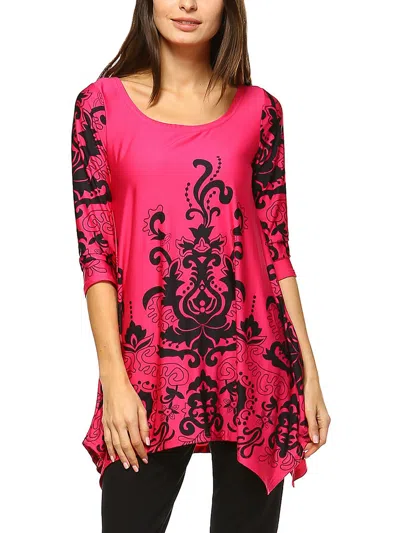 White Mark Womens 3/4 Sleeve Polyester Tunic Top In Pink