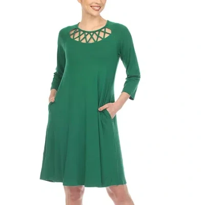 WHITE MARK WOMENS 3/4 SLEEVE SWING DRESSES