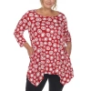 White Mark Womens Boat Neck 3/4 Sleeve Tunic Top In Red