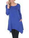 White Mark Womens Boatneck Handkerchief Hem Tunic Top In Blue
