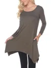 White Mark Womens Boatneck Handkerchief Hem Tunic Top In Green