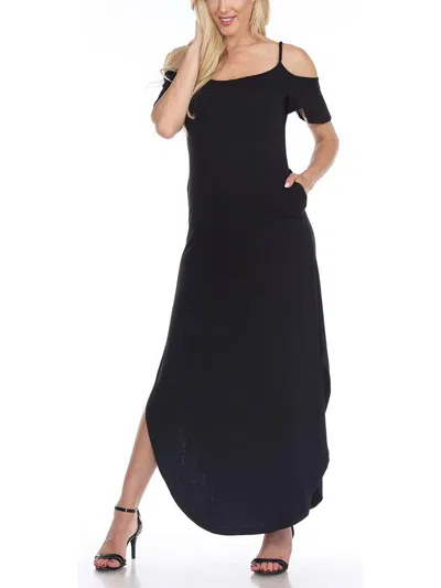 White Mark Womens Cold Shoulder Long Maxi Dress In Black