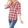 White Mark Oakley Womens Flannel Plaid Button-down Top In Multi