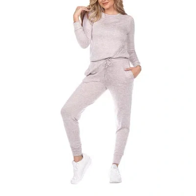 White Mark Womens Crew Neck Long Sleeve 2-pc. Pajama Set In Gray