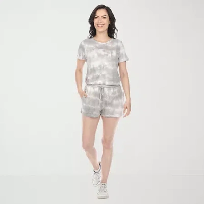 White Mark Womens Crew Neck Short Sleeve 2-pc. Pajama Set In Black
