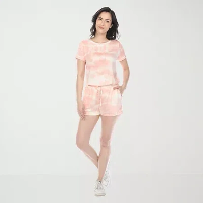 White Mark Womens Crew Neck Short Sleeve 2-pc. Pajama Set In Pink