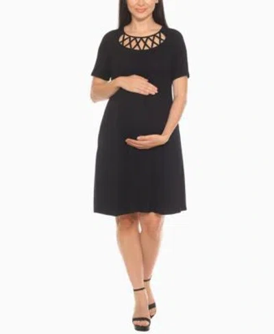White Mark Womens Crisscross Neckline Maternity Dress In Black