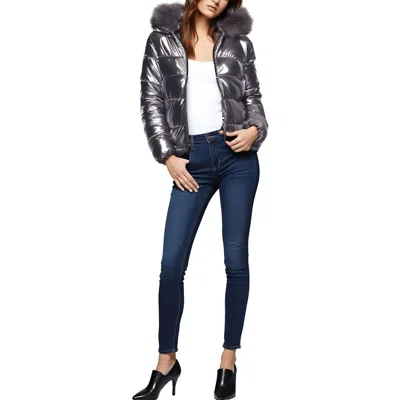 White Mark Womens Faux Fur Trim Cold Weather Puffer Jacket