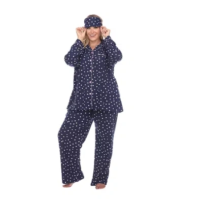 White Mark Womens Flannel V-neck Long Sleeve 3-pc. Plus Pajama Set In Multi