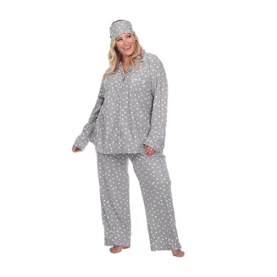 White Mark Womens Flannel V-neck Long Sleeve 3-pc. Plus Pajama Set In Gray