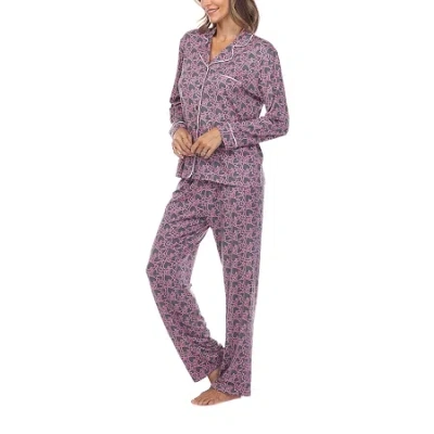 White Mark Womens Long Sleeve 2-pc. Pajama Set In Purple