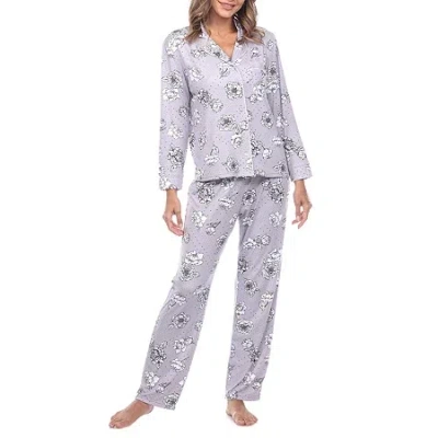 White Mark Womens Long Sleeve 2-pc. Pajama Set In Purple