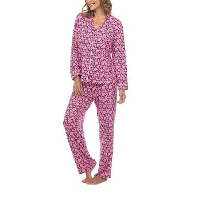 White Mark Womens Long Sleeve 2-pc. Pajama Set In Pink