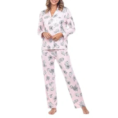 White Mark Womens Long Sleeve 2-pc. Pajama Set In Pink
