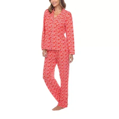 White Mark Womens Long Sleeve 2-pc. Pajama Set In Red
