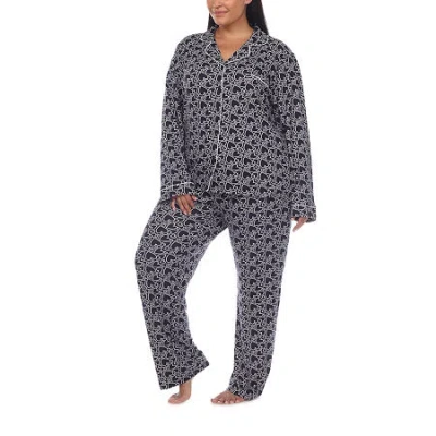White Mark Womens Long Sleeve 2-pc. Plus Pajama Set In Blue