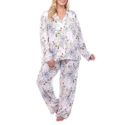 White Mark Womens Long Sleeve 2-pc. Plus Pajama Set In Gray