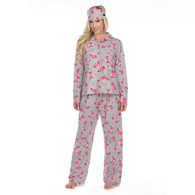 White Mark Womens Long Sleeve Pant Pajama Set 3-pc. In Gray
