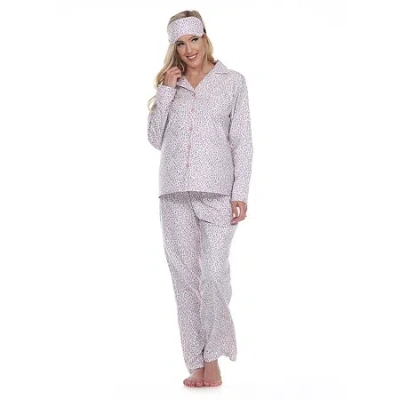 White Mark Womens Long Sleeve Pant Pajama Set 3-pc. In White