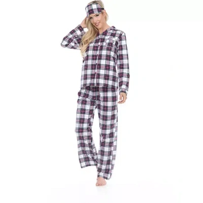 White Mark Womens Long Sleeve Pant Pajama Set 3-pc. In Purple
