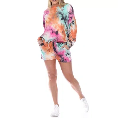 White Mark Womens Long Sleeve Shorts Pajama Set 2-pc. In Pink