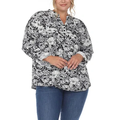 White Mark Womens Long Sleeve Tunic Top In Black