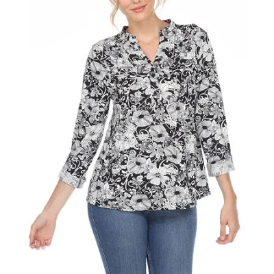 White Mark Womens Long Sleeve Tunic Top In Black