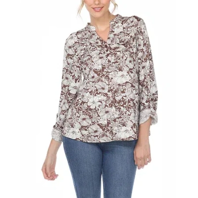 White Mark Womens Long Sleeve Tunic Top In Brown