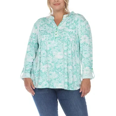 White Mark Womens Long Sleeve Tunic Top In Green