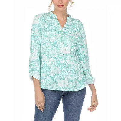 White Mark Womens Long Sleeve Tunic Top In Green