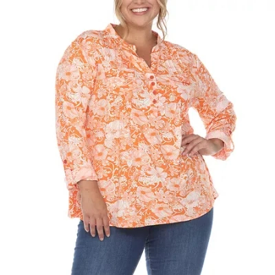 White Mark Womens Long Sleeve Tunic Top In Orange