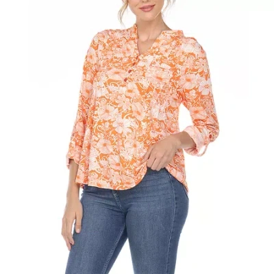 White Mark Womens Long Sleeve Tunic Top In Orange