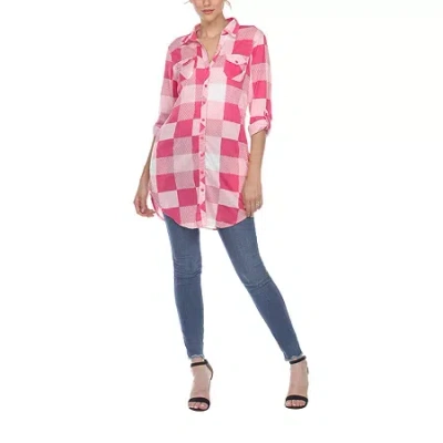 White Mark Womens Long Sleeve Tunic Top In Pink