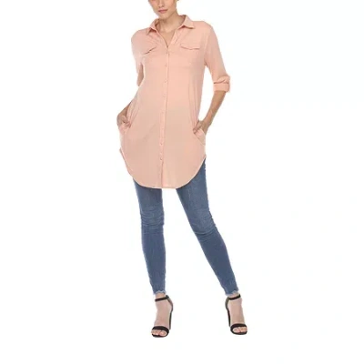 White Mark Womens Long Sleeve Tunic Top In Pink