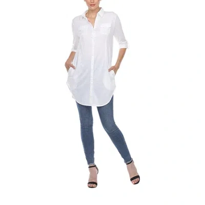 White Mark Womens Long Sleeve Tunic Top In White