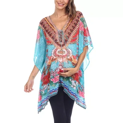 White Mark Womens Maternity 3/4 Sleeve Shirt Dress In Multi