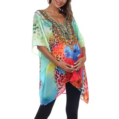 White Mark Womens Maternity 3/4 Sleeve Shirt Dress In Multi