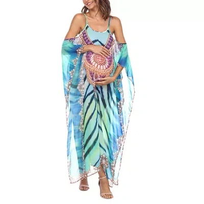 White Mark Womens Maternity Scoop Neck Sleeveless Maxi Dress In Multi