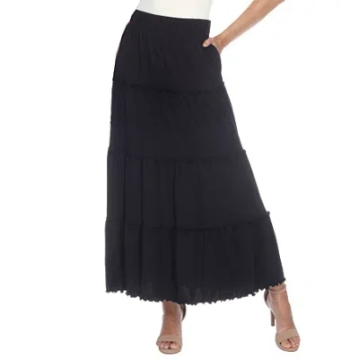 White Mark Womens Mid Rise Long Full Skirt In Multi